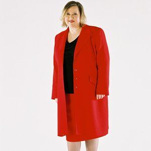 Plus Size 18W/20W Red Tailored Long Suit Jacket